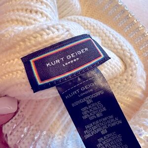 Chick Fox Fur Pom Beanie in metallic silver.